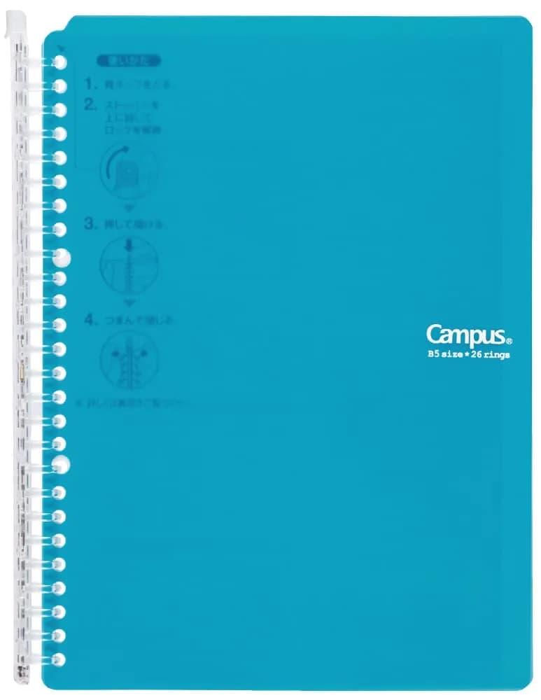 Kokuyo Smart Ring Binder B5 Blue Green Notebook 270mm (10.6in) | Slim, Portable, 60-Sheet Capacity — Blue Green