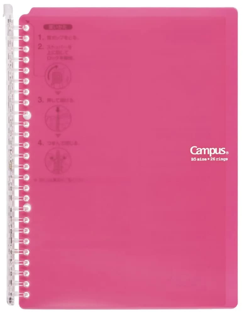 Kokuyo Smart Ring Binder B5 Blue Green Notebook 270mm (10.6in) | Slim, Portable, 60-Sheet Capacity — Pink / B5 / Up to 60 sheets