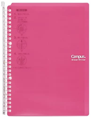 KOKUYO Campus Smart Ring Binder B5 Pink 270 x 208 x 17 mm (10.6 x 8.2 x 0.7 in) | Slim, Refillable Notebook for Work & Study thumbnail 1
