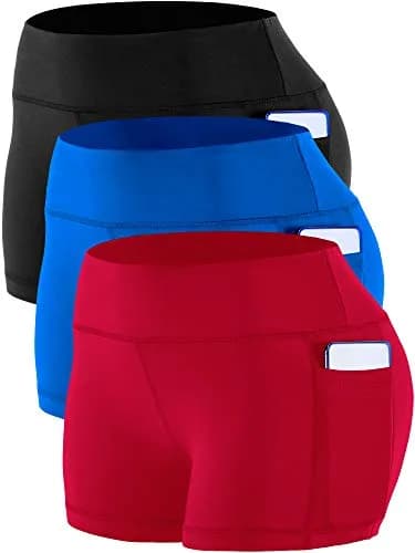 CADMUS Women's High Waist Workout Shorts with Pocket, 3 Pack, XX-Large | Breathable, Moisture-Wicking Active Shorts thumbnail 1