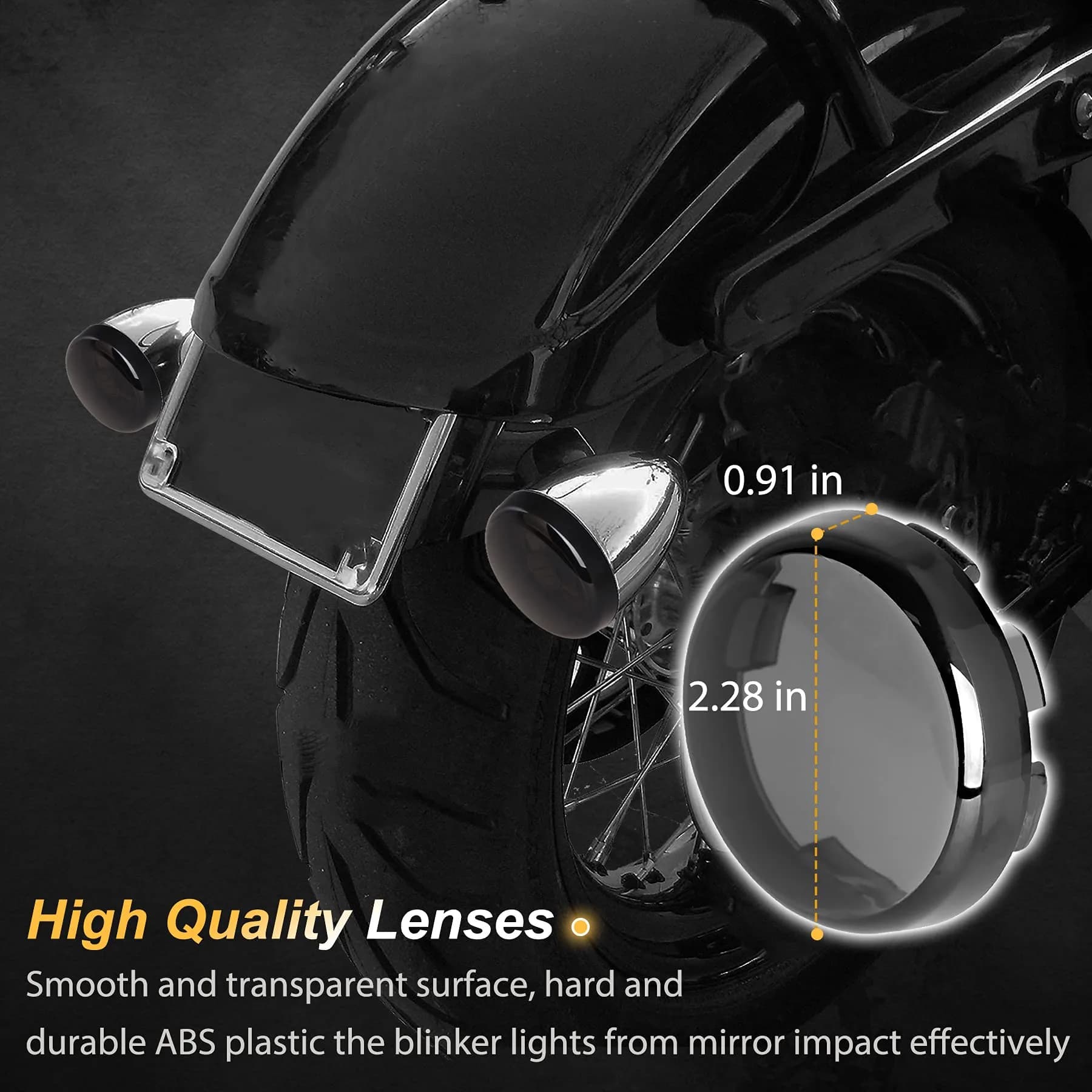 NTHREEAUTO Smoke Bullet Turn Signal Light Lens Covers for Harley 4 Pcs | 11.5 cm (4.5 in) Width - view 3