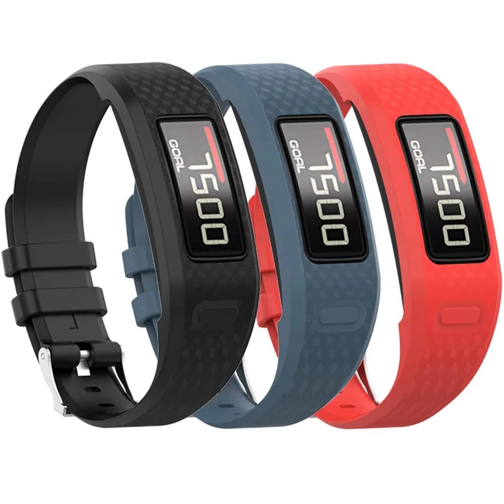 QGHXO Replacement Band for Garmin Vivofit 1/2 Activity Tracker - Black Silicone, Adjustable Size | Sports Theme — Black&Slate&Red / Large