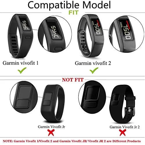 QGHXO Replacement Band for Garmin Vivofit 1/2 Activity Tracker - Black Silicone, Adjustable Size | Sports Theme thumbnail 6