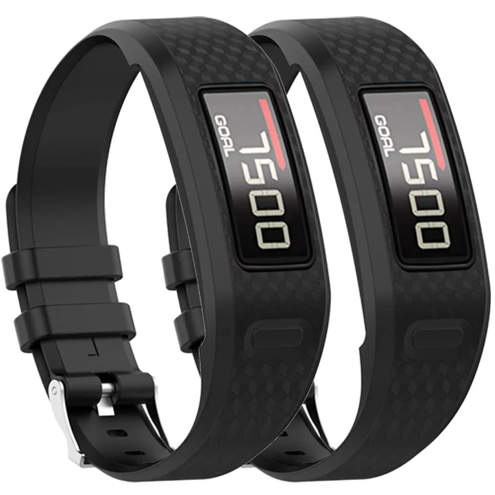 QGHXO Replacement Band for Garmin Vivofit 1/2 Activity Tracker - Black Silicone, Adjustable Size | Sports Theme - main product image