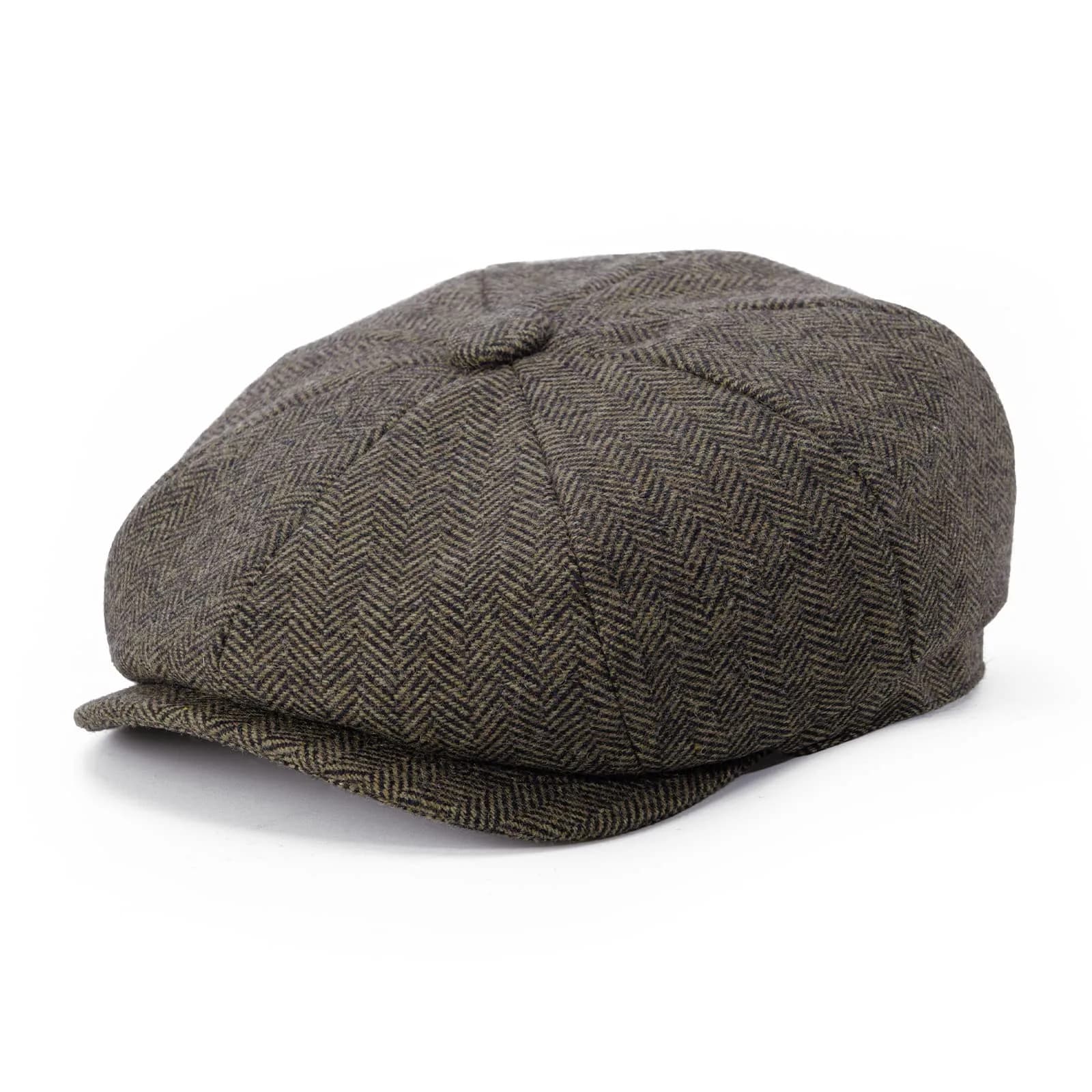 BOTVELA Men's 8 Panel Wool Blend Newsboy Flat Cap Khaki 63cm (7 7/8) — Khaki