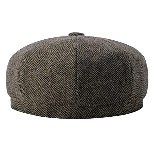 BOTVELA Men's 8 Panel Wool Blend Newsboy Flat Cap Khaki 63cm (7 7/8) thumbnail 4