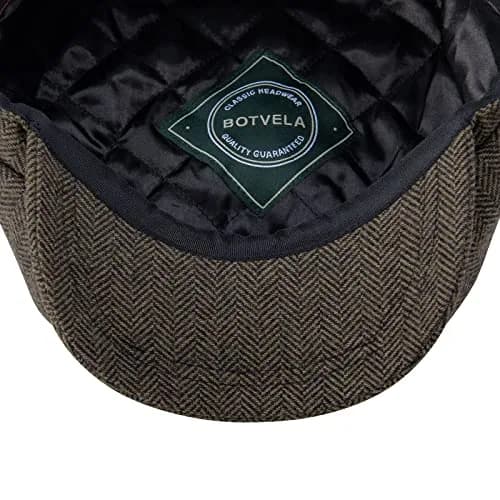 BOTVELA Men's 8 Panel Wool Blend Newsboy Flat Cap Khaki 63cm (7 7/8) thumbnail 6