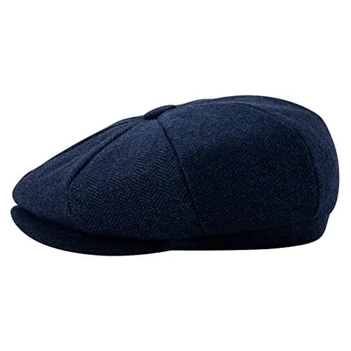 BOTVELA Wool Blend Newsboy Flat Cap (Navy, 7 1/8) | Classic 8 Panel Style for Men thumbnail 3