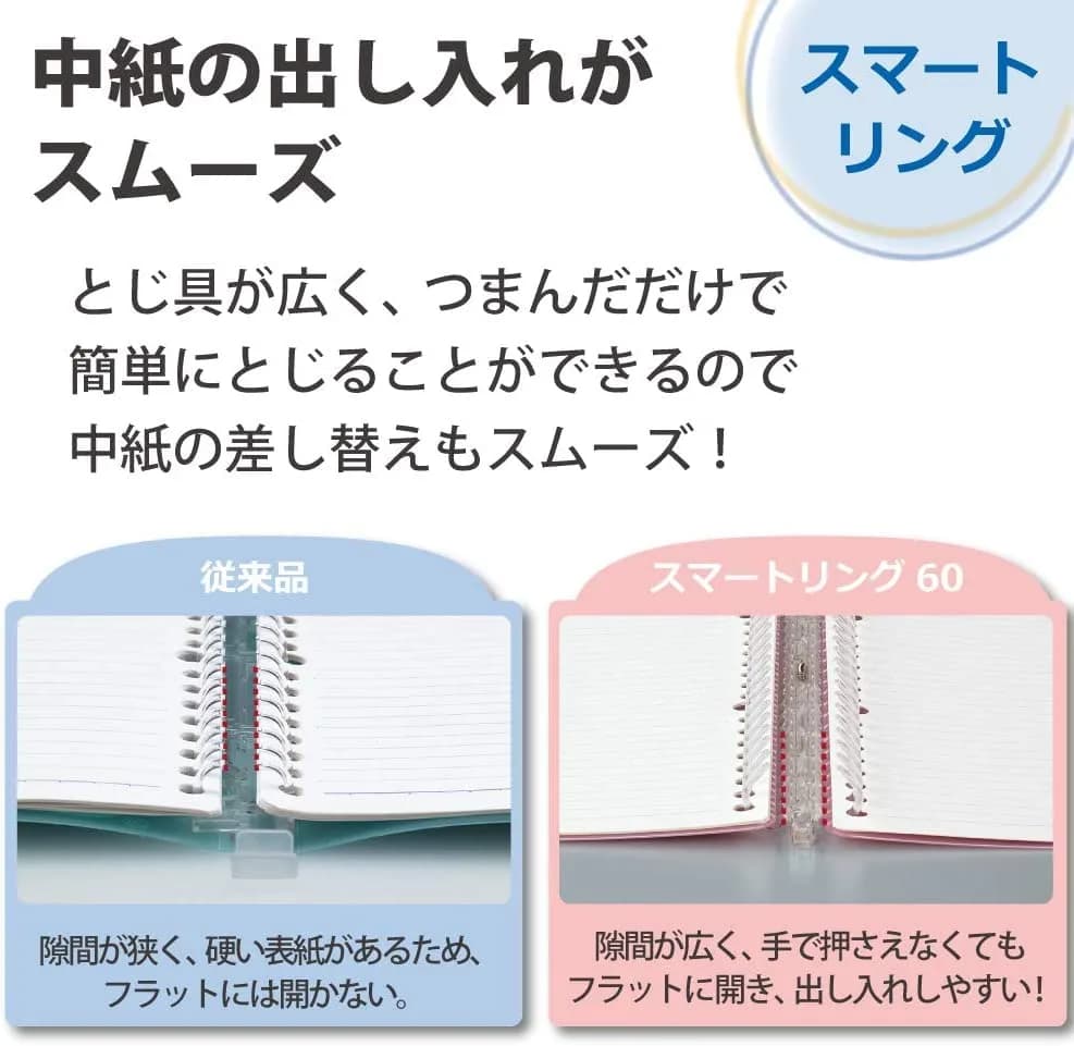 Kokuyo Campus Smart Ring Binder B5 Light Blue 27cm (10.6in) | Slim, Refillable Notebook for Students & Office thumbnail 7