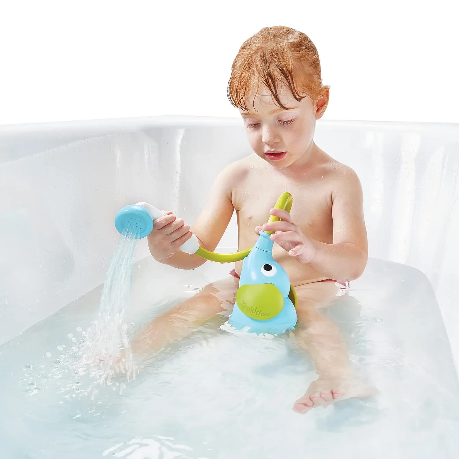Yookidoo Elephant Baby Bath Shower Head with Water Pump & Trunk Spout Rinser | Safe for Newborns, Infants, Toddlers - view 6