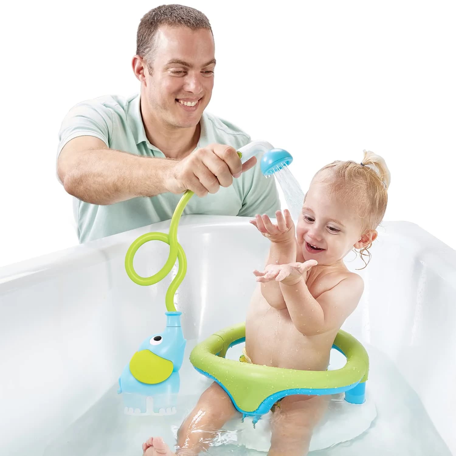 Yookidoo Elephant Baby Bath Shower Head with Water Pump & Trunk Spout Rinser | Safe for Newborns, Infants, Toddlers - view 7