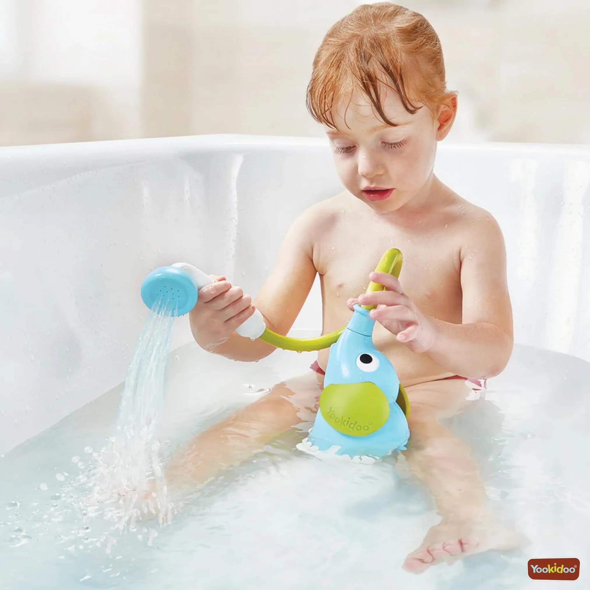 Yookidoo Elephant Baby Bath Shower Head with Water Pump & Trunk Spout Rinser | Safe for Newborns, Infants, Toddlers - view 2