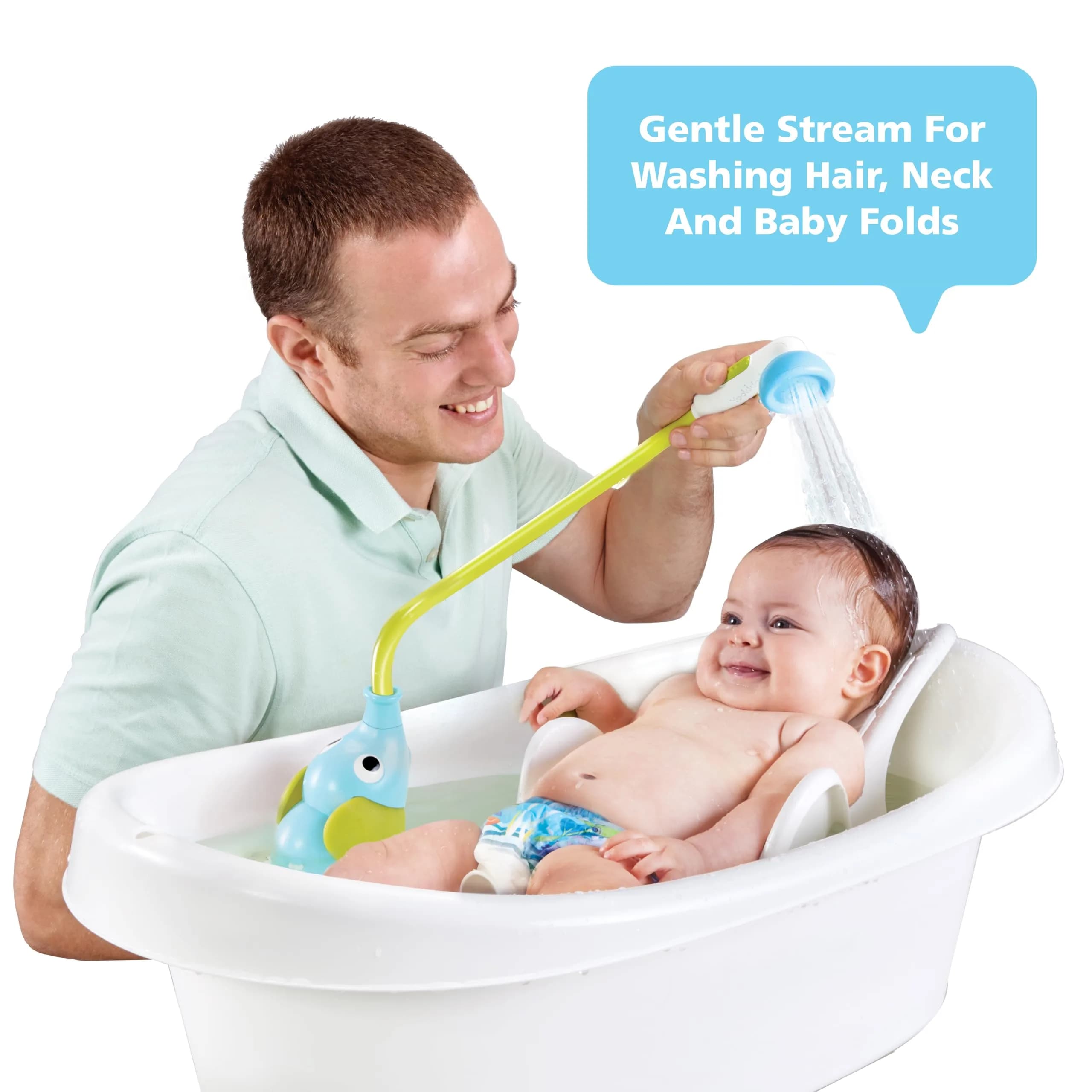 Yookidoo Elephant Baby Bath Shower Head with Water Pump & Trunk Spout Rinser | Safe for Newborns, Infants, Toddlers - view 3