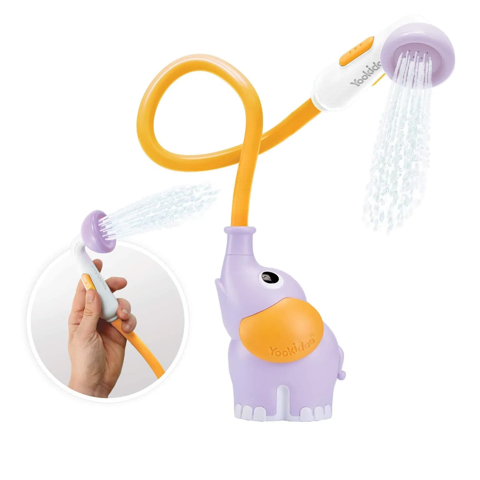 Yookidoo Elephant Baby Bath Shower Head with Water Pump & Trunk Spout Sprayer (Purple) | Fun & Safe Bathtime for Newborns & Toddlers - view 5