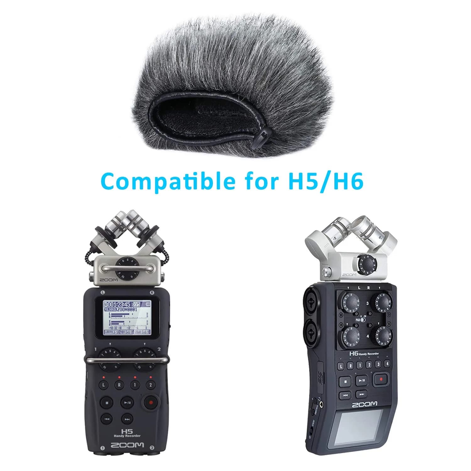 YOUSHARES Furry Outdoor Windscreen Muff for Zoom H5, H6 Recorders | Reduces Wind Noise for Clearer Audio - view 2
