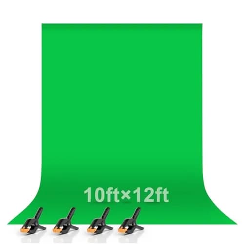 EMART 10x12ft (3m x 3.6m) Green Screen Backdrop | Professional Chroma Key Fabric for Studio & Video thumbnail 1