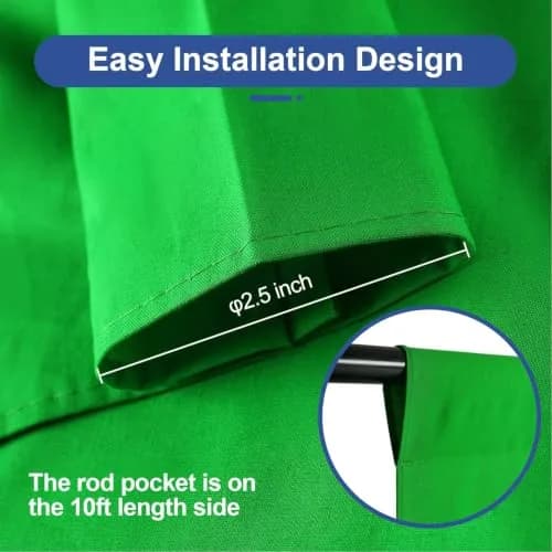 EMART 10x12ft (3m x 3.6m) Green Screen Backdrop | Professional Chroma Key Fabric for Studio & Video thumbnail 2
