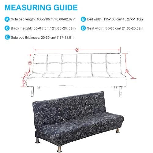 MIFXIN Armless Sofa Cover Futon Slipcover Navy Leaves Stretch Spandex 180-210cm (71-82 inch) | Protects Furniture from Pets & Spills thumbnail 4