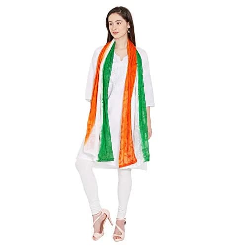 DUPATTA BAZAAR Women's Multi Colour Dupatta 2.4m | Embroidered Chiffon for Indian Independence Day thumbnail 7