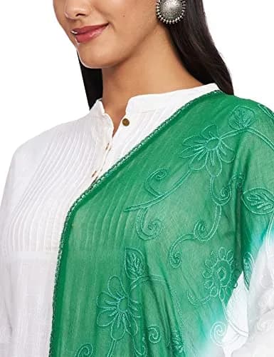 DUPATTA BAZAAR Women's Multi Colour Dupatta 2.4m | Embroidered Chiffon for Indian Independence Day thumbnail 2