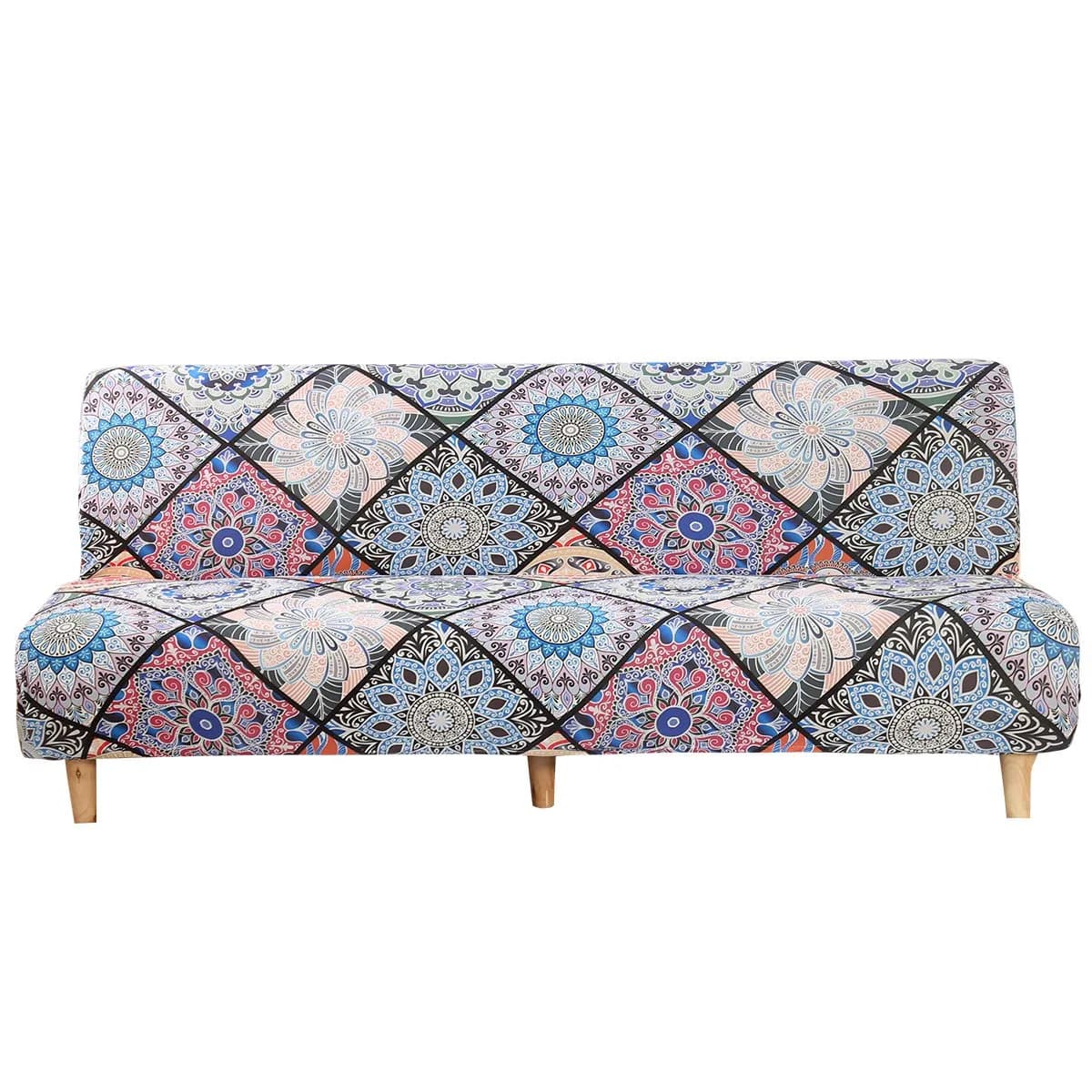 MIFXIN Armless Sofa Cover Futon Slipcover Stretch Spandex Printed Folding Sofa Bed Protector 180-210cm (Colorful Bohemia) — Colorful Bohemia