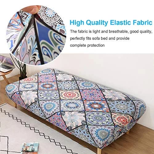 MIFXIN Armless Sofa Cover Futon Slipcover Stretch Spandex Printed Folding Sofa Bed Protector 180-210cm (Colorful Bohemia) thumbnail 4