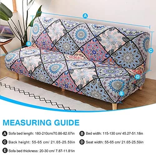MIFXIN Armless Sofa Cover Futon Slipcover Stretch Spandex Printed Folding Sofa Bed Protector 180-210cm (Colorful Bohemia) thumbnail 5