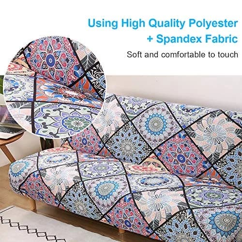 MIFXIN Armless Sofa Cover Futon Slipcover Stretch Spandex Printed Folding Sofa Bed Protector 180-210cm (Colorful Bohemia) thumbnail 6