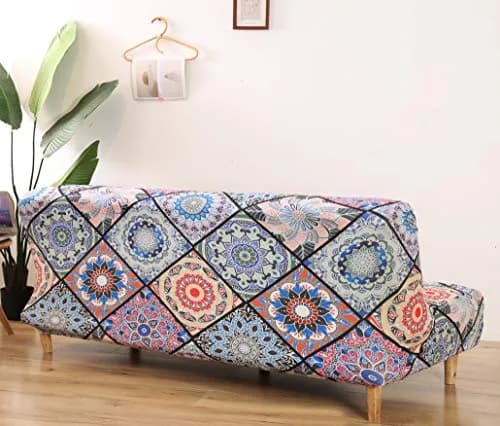 MIFXIN Armless Sofa Cover Futon Slipcover Stretch Spandex Printed Folding Sofa Bed Protector 180-210cm (Colorful Bohemia) thumbnail 3