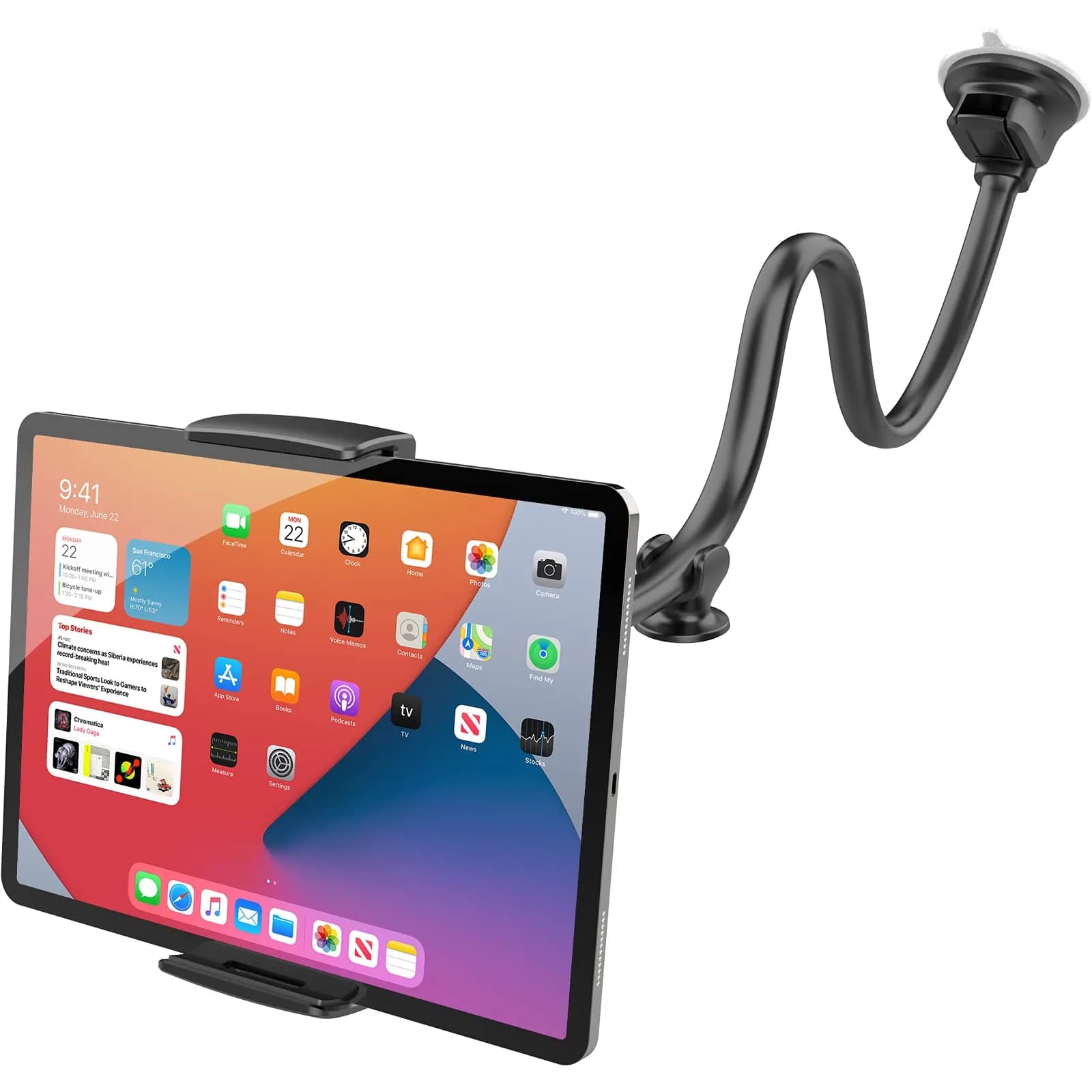 APPS2Car Tablet Car Mount Holder for iPad Truck Holder Long Arm Extension | 13-Inch Flexible Gooseneck — 1st Generation