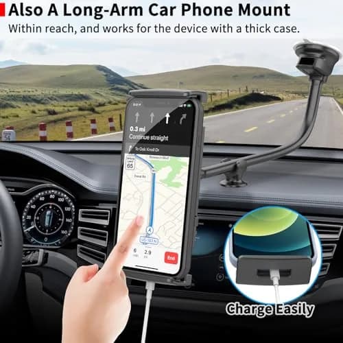 APPS2Car Tablet Car Mount Holder for iPad Truck Holder Long Arm Extension | 13-Inch Flexible Gooseneck thumbnail 4