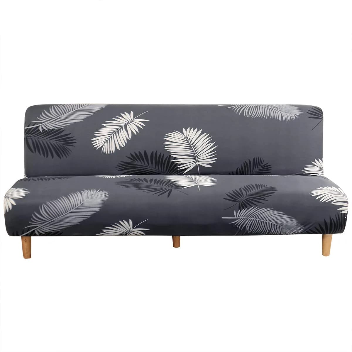 MIFXIN Armless Futon Sofa Cover Grey Feather | Stretch Elastic Folding Sofa Bed Protector 180-210cm (71-82 inch) — Grey Feather