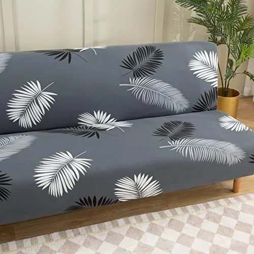 MIFXIN Armless Futon Sofa Cover Grey Feather | Stretch Elastic Folding Sofa Bed Protector 180-210cm (71-82 inch) thumbnail 5