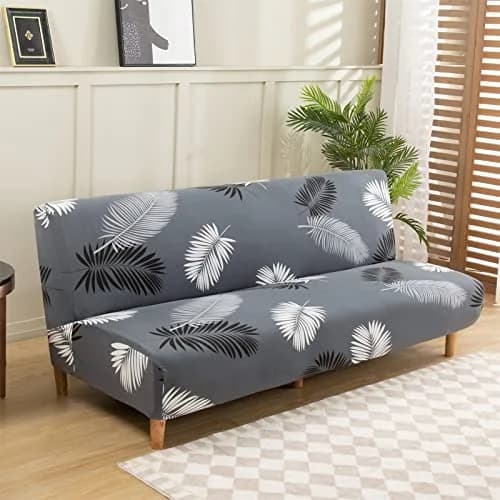 MIFXIN Armless Futon Sofa Cover Grey Feather | Stretch Elastic Folding Sofa Bed Protector 180-210cm (71-82 inch) thumbnail 9
