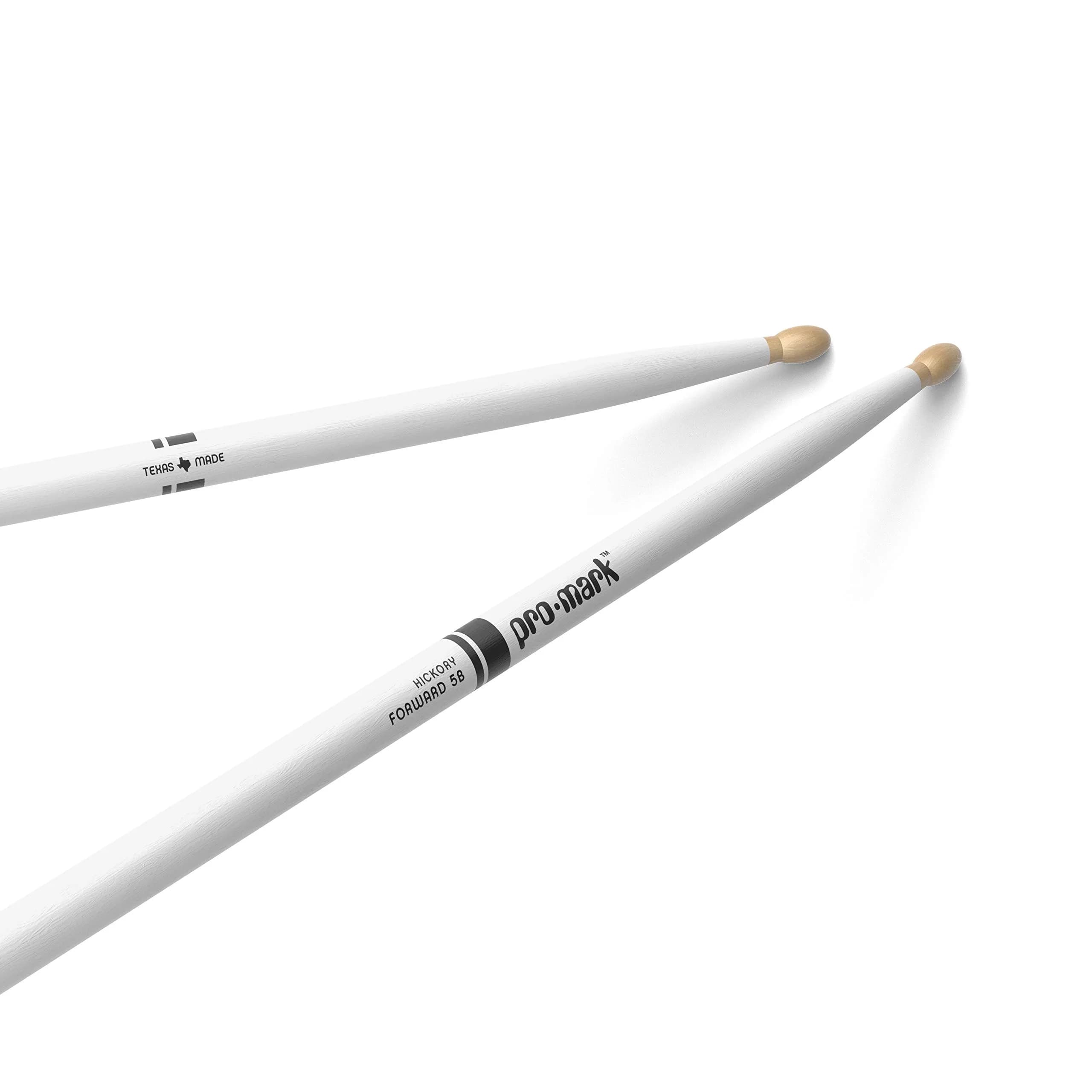 ProMark American Hickory Classic 5B Drumsticks | Acorn Tip, White, 16" - Heavy Hitters' Choice — White