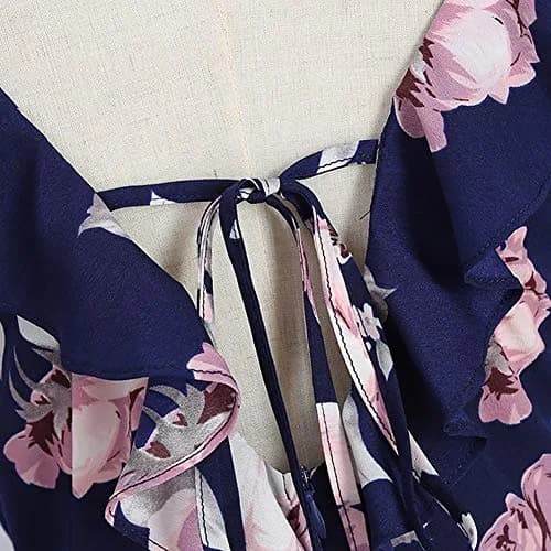 PopReal Mommy and Me Dresses Floral Printed Sleeveless Infant Baby Girl Tulle Dress Dark Blue | Family Matching Special Occasion Dress thumbnail 6
