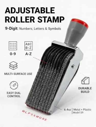 ZENG 9-Digit Adjustable Roller Stamp 46mm x 4.5mm | Multicolor Identity Protection Stamp thumbnail 7