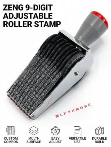 ZENG 9-Digit Adjustable Roller Stamp 46mm x 4.5mm | Multicolor Identity Protection Stamp thumbnail 8