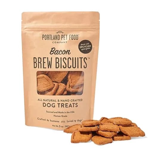 CRAFTED BY HUMANS LOVED BY DOGS Brew Biscuits, Crunchy Bacon Dog Treats, 5 oz | Natural, Human-Grade, USA-Sourced thumbnail 1