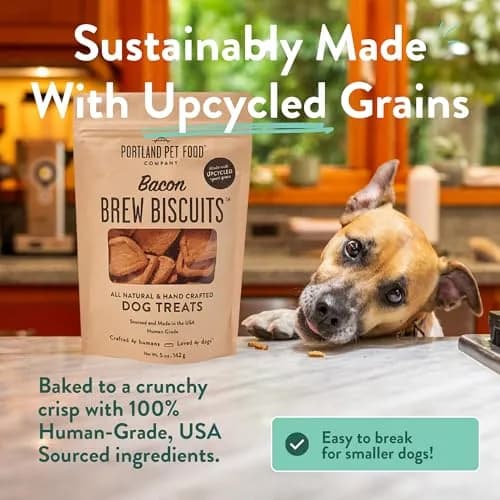 CRAFTED BY HUMANS LOVED BY DOGS Brew Biscuits, Crunchy Bacon Dog Treats, 5 oz | Natural, Human-Grade, USA-Sourced thumbnail 2