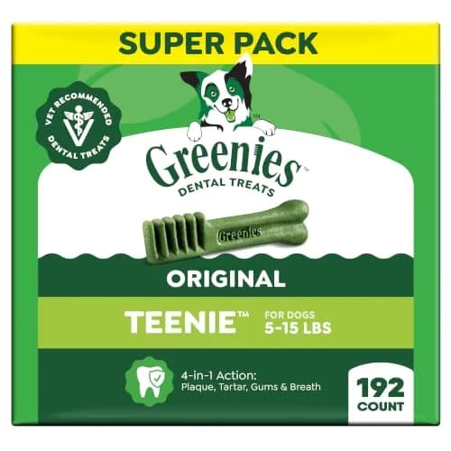Greenies Teenie Original Natural Dental Dog Treats, Chicken, 192 Count (Pack of 1) | Vet-Recommended for Small Dogs 5-15 lbs thumbnail 1
