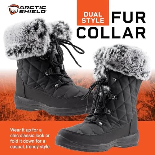 ArcticShield Faux Fur Womens Snow Boots - Waterproof, Heat Retain Technology, -20°F | Winter Comfort & Style thumbnail 3