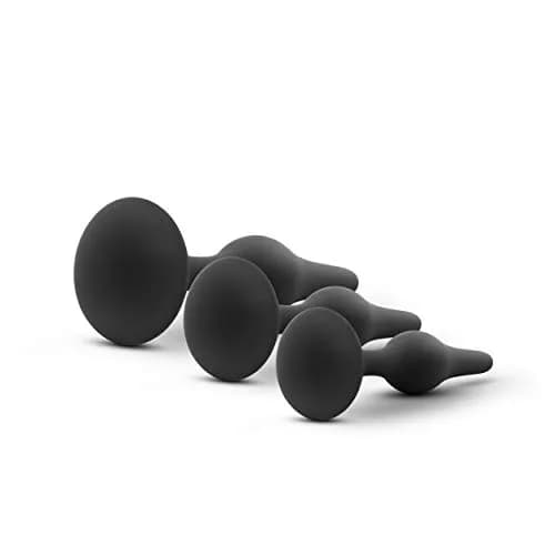 Blush Novelties Luxe Silicone Butt Plug Kit - Anal Training Set for Beginners & Advanced Users - Soft, Tapered Heads - Satin Smooth - Suction Cup Base - Pleasurable Sex Toys for Women Men Couple - Black thumbnail 5
