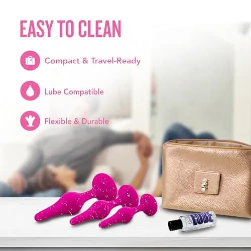 Blush Luxe Silicone Butt Plug Kit - Anal Training Set for Beginners & Advanced Users - Soft, Tapered Heads - Satin Smooth - Suction Cup Base - Pleasurable Sex Toys for Women, Men & Couples - (Pink) thumbnail 8