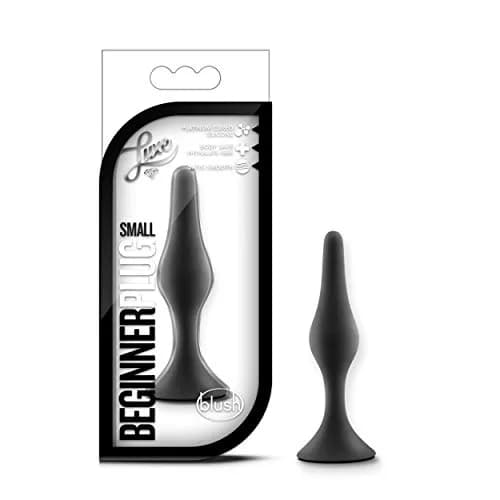 Blush Luxe Beginner Silicone Butt Plug - 3.25" Small Size Anal Plug - Soft, Tapered Heads - Satin Smooth Anal Trainer- Suction Cup Base - Pleasurable Adult Sex Toy for Women Men & Couples - Black thumbnail 1