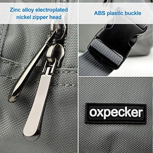Oxpecker Waist Pack Bag Gray 21.59 cm x 6.99 cm x 13 cm | 5 Pockets, Water-Resistant, Adjustable Strap thumbnail 5