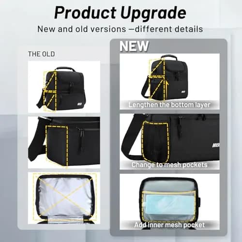 MIER Insulated Lunch Box Bag Dual Compartment Black | Keeps Hot & Cold Foods Separate thumbnail 6