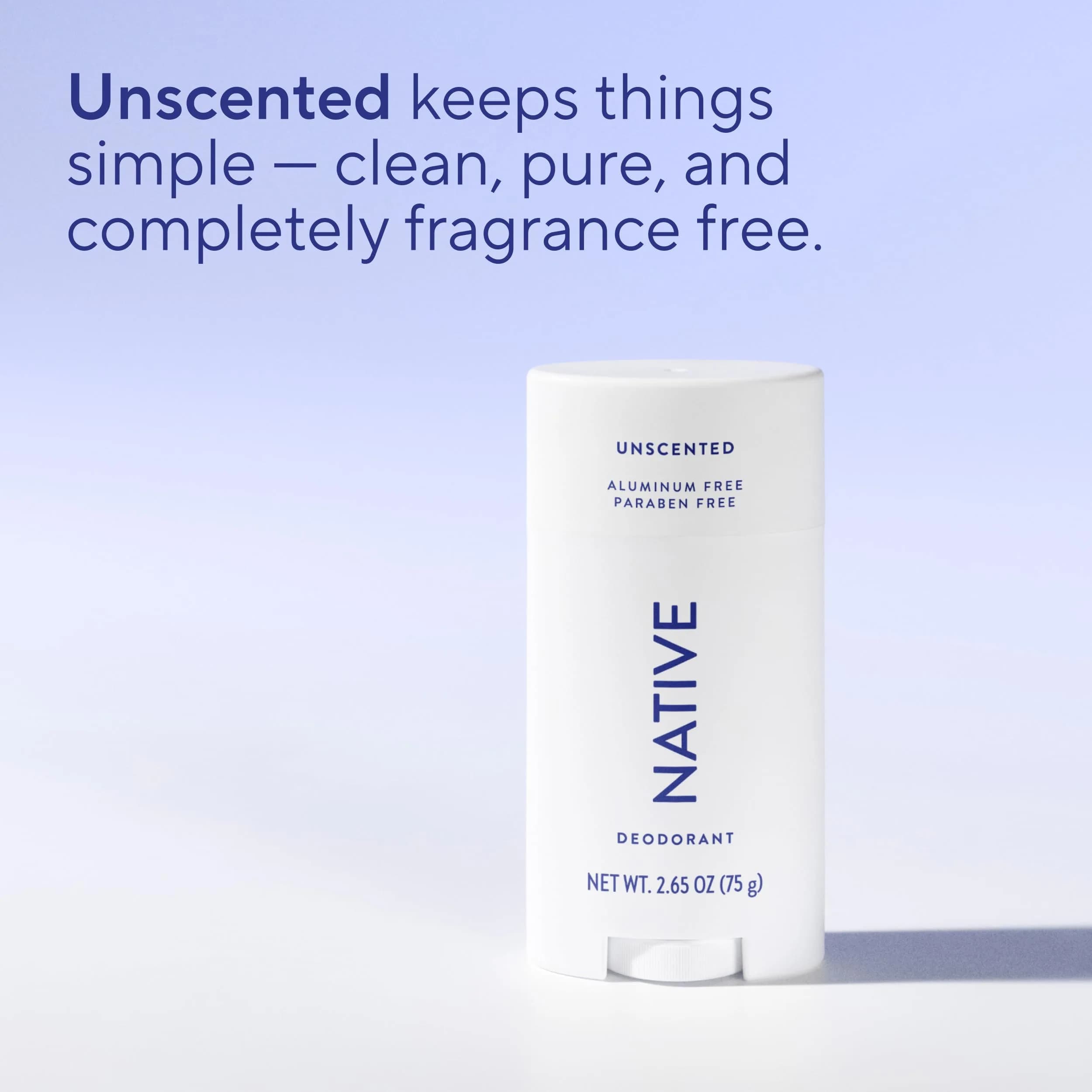 Native Unscented Aluminum-Free Deodorant Stick 75ml (2.65oz) | 72-Hour Odor Protection - view 4