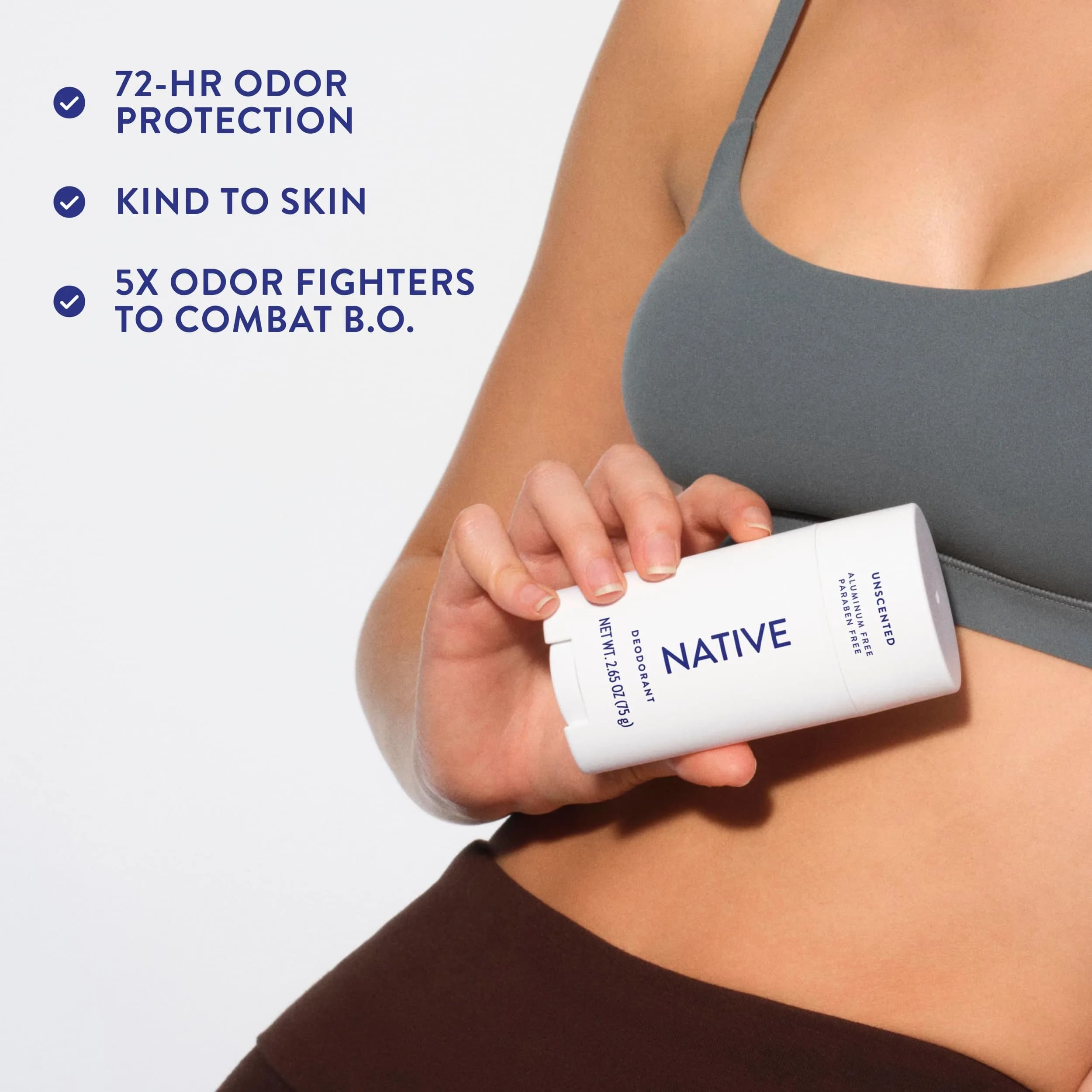 Native Unscented Aluminum-Free Deodorant Stick 75ml (2.65oz) | 72-Hour Odor Protection - view 7