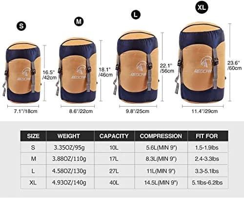 REDCAMP Nylon Compression Stuff Sack Large Orange | Lightweight Sleeping Bag Compression Sack for Backpacking, Hiking, Camping thumbnail 4